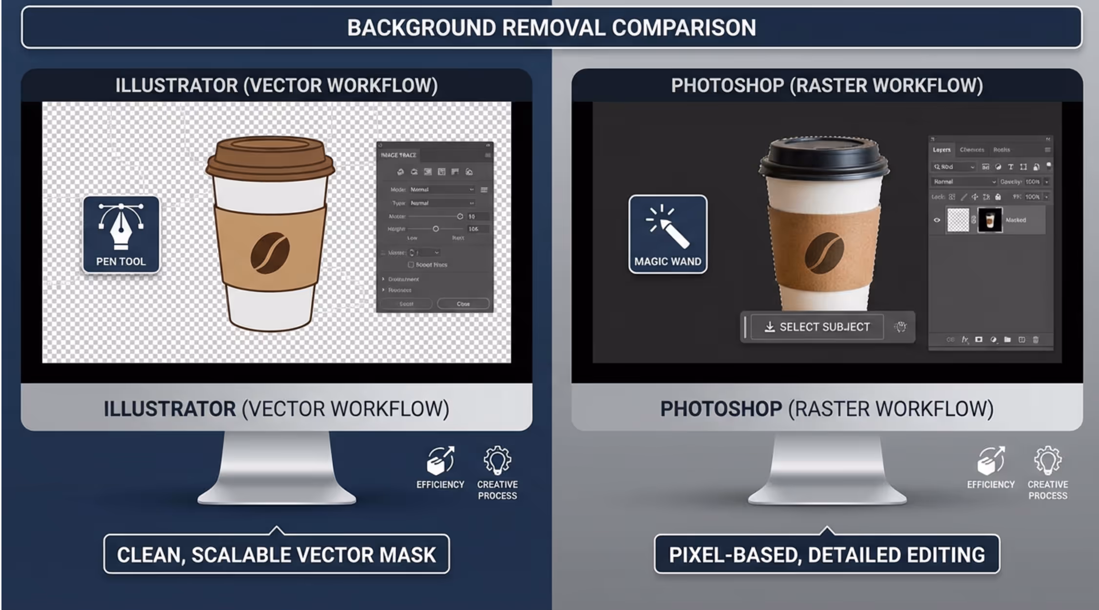 difference between background removal in Illustrator and Photoshop